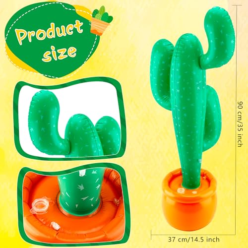 4 Pack 35 Inch Inflatable Cactus Large Blow Up Cactus Jumbo Inflatable Cactus Prop for Mexican Fiesta Hawaiian Summer Beach Pool Themed Party Supplies