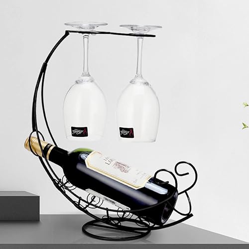 Miniatura 5 de Homya Estante de metal para botellas de vino de mesa, organizador vertical elevado para exhibir copas de vino, mesa de comedor ofrece copas de vino