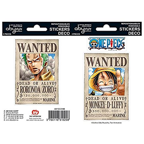ABYstyle - ONE PIECE - Stickers - Wanted Luffy / Zoro - 16x11cm-