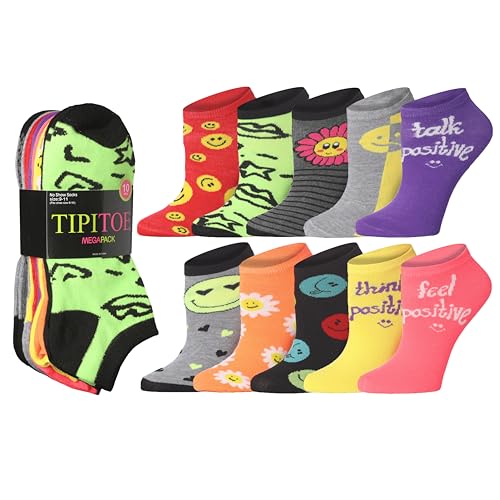 Image of Tipi Toe Women's 10 Pairs Lightweight Colorful Socks - Fun Low Cut Patterns for All-Day Comfort and Easy Everyday Style