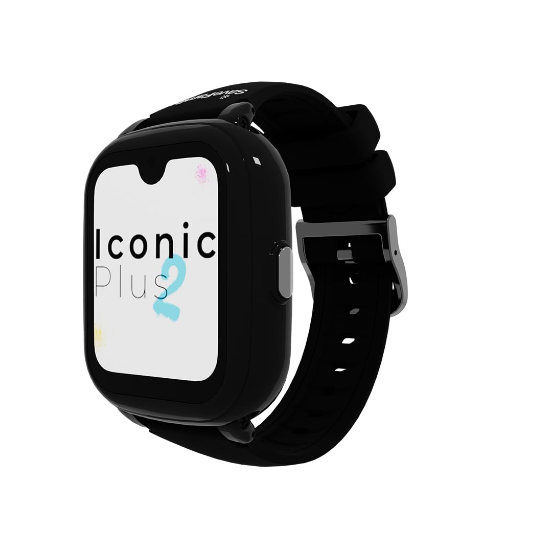 SaveFamily Iconic Plus 2 | Montre Connectée pour Enfant - Localisateur GPS | Appels, Vidéo, IA, Bouton SOS, WhatsApp, Spotify, Thermomètre, Couleur Noir