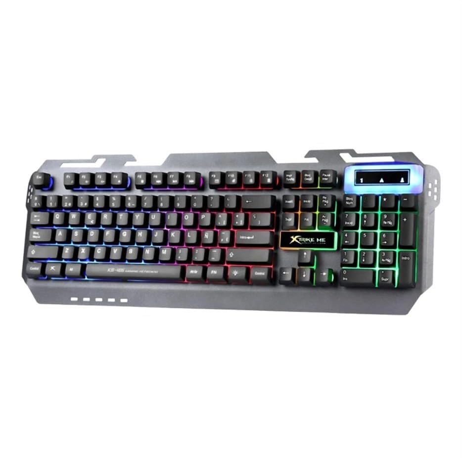 Vendopolis Teclado Gaming QWERTY con Cable Retroiluminado Español con Ñ Teclado metalico con 104 Teclas Led Iluminacion