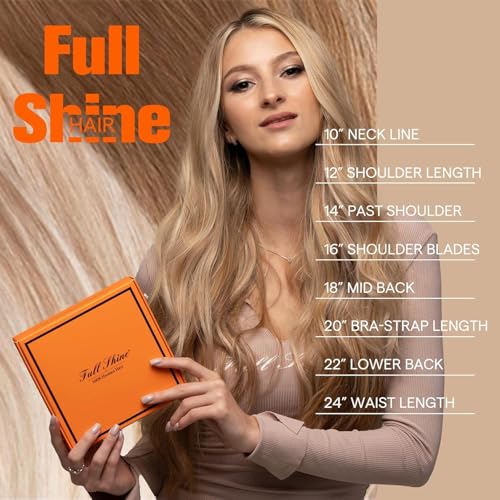 Image of Full Shine Tape in Extensions Color 4 /24 /4 Balayage Brown And Blonde Tape in Hair Extensions Human Hair 18Inch Double Sided Adhesive Extension Invisible Skin Weft 100G 40Pcs