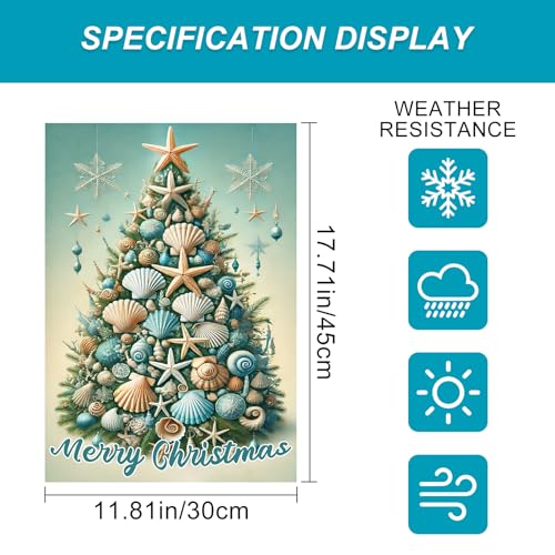 Image of BlissYard Christmas Seashell Tree Garden Flag 12x18 Inch Polyester