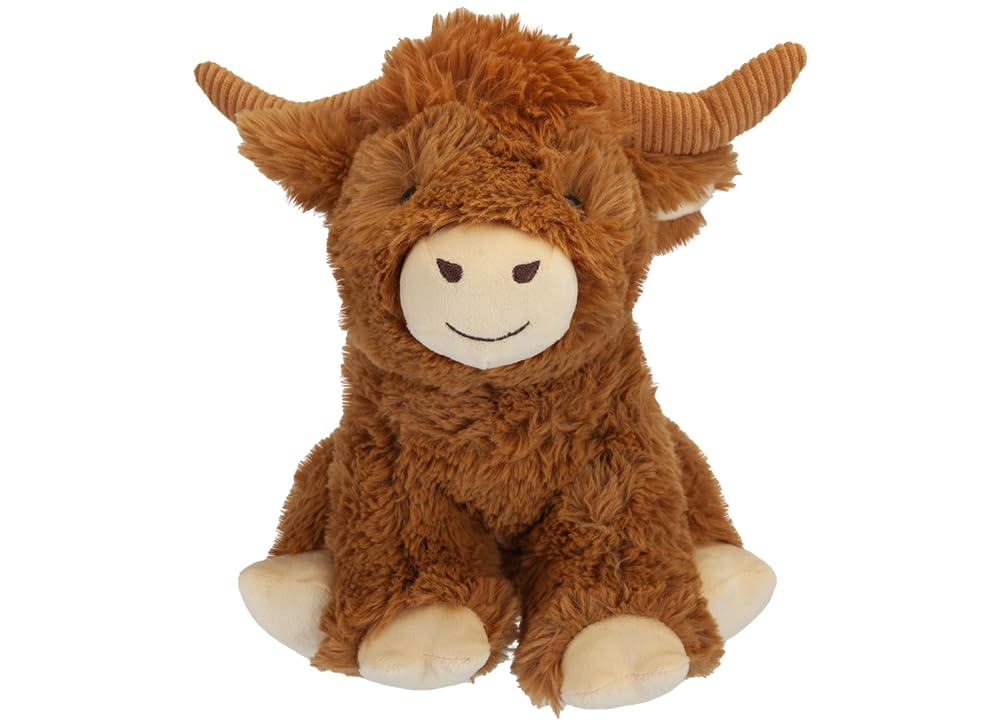 PMS Plush Hamish Highland Cow, 25 cm Soft Toy with Weighted Beanies, Cute & Cuddly Stuffed Animal