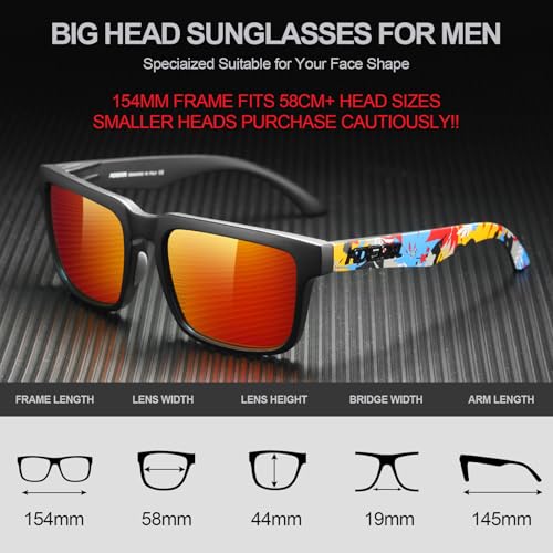 Image of STGATN Big Head Sunglasses for Men - 155MM for Large Wide Heads Men's TR90 Ultralight UV400 Protection Glasses