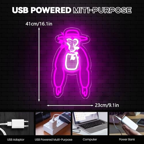 Image of AHlove Gorilla Neon Sign for Wall Decor，LED Neon Lights for Game Room、Man Cave，Birthday、Christmas Gifts for Teen Boys and Girls