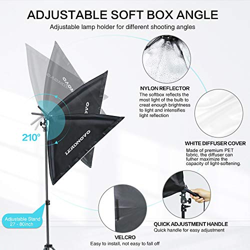 Photography Softbox Lighting Kit, 6.5 X 10Ft Backdrop Stand System And E27 135W 5500K Cfl Bulbs Softbox And Umbrellas Continuous Photo Lighting With Green/White/Black Backgrounds #TOP4