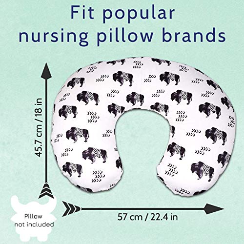 Image of TANOFAR Nursing Pillow Cover, Cow Breastfeeding Pillow Slipcover for Baby Boys & Girls, Animal Nursing Pillow Case for Newborn, Soft Fabric Fits Snug On Infant, Washable & Breathable, Buffalo