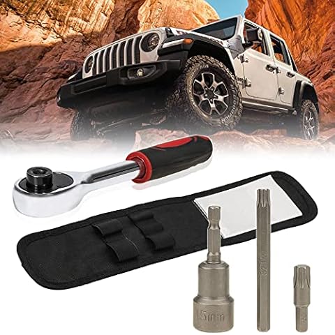 Bolaxin For Jeep Wrangler Accessories Torx Tool Kit Soft/Hard Top Door Removal Replace 68361574AB/ 82214166AB For Jeep JL JK & Gladiator Rubicon Sahara Unlimited 2007-2022 2/4 Doors (Red) Cover