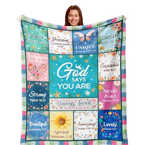 Zolumy Christian Gifts for Women Religious Blanket with Flowers Inspirational Birthday Gifts for Women Gifts for Sister Friend Daughter Mom Soft Throw Blankets 60x50in