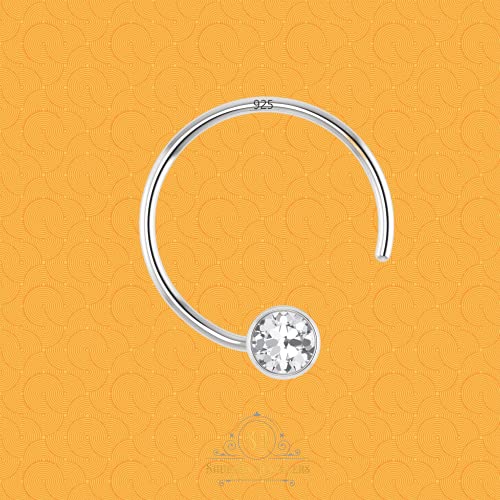 Image of SJ SHUBHAM JEWELLERS 92.5-925 Sterling Silver Round Shape White Cubic Zirconia Prong /Cup Setting Nose Pin Stud for Women Girls Size 2MM 3MM Size Pure Silver