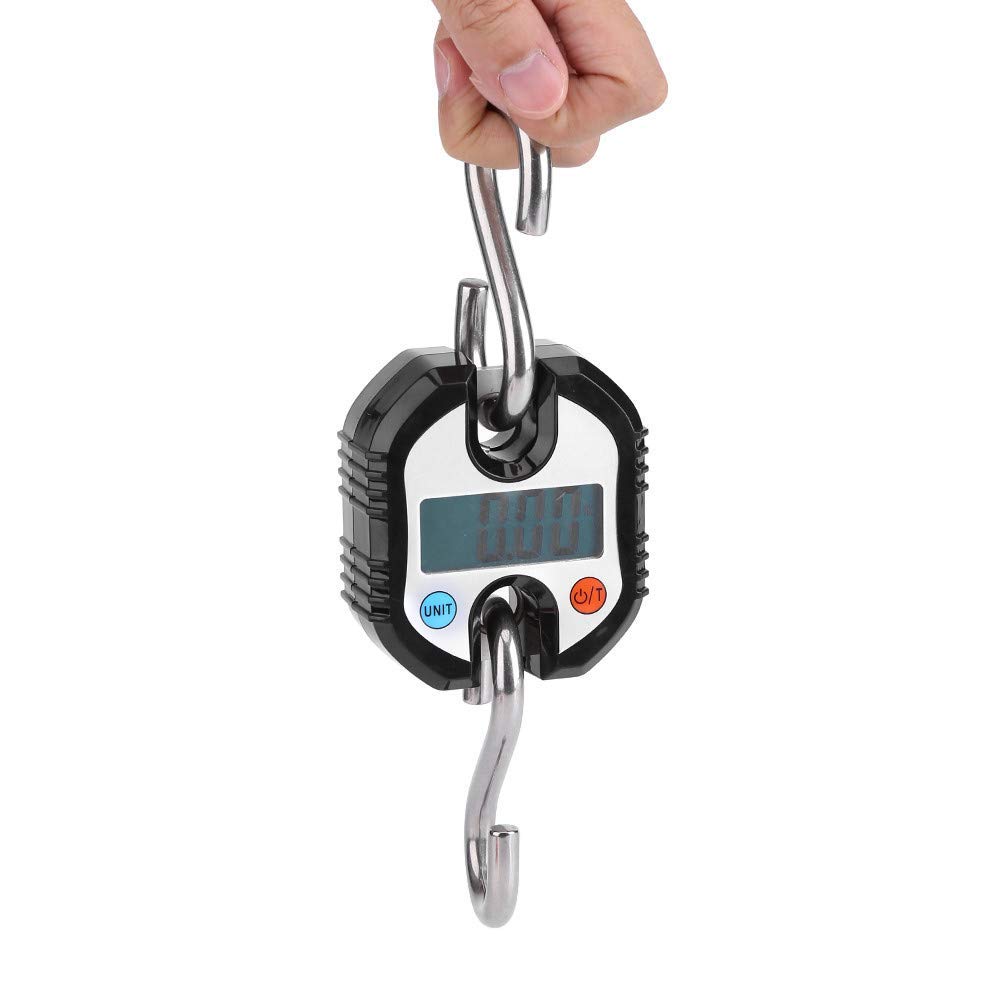 Báscula de equipaje, mini grúa portátil LCD digital electrónica Gancho balanza colgante balanza de bucle balanza digital viaje postal postal pesca balanza.(negro)