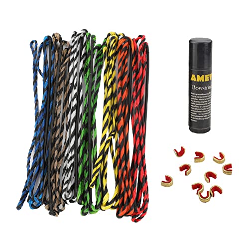 55"/57" Actual Length Flemish Bow String Replacement 16 Strand Replacement Bowstring with 2 Pcs String Nock and 1 Pc String Wax for Traditional and Recurve Bow (Black Blue, 57 inch)