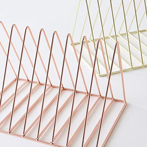 Penngke 2 Pcs Magazine Holder,Newspapers Holder,Letters Storage,Desktop File Sorter Organizer Triangle Bookshelf Decor Home Office,Rose Gold #TOP3