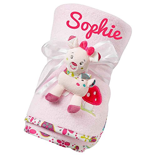 Fehn 076868 Baby-Kuscheldecke Sweetheart Rehkitz 100x75cm mit Namen bestickt Cover