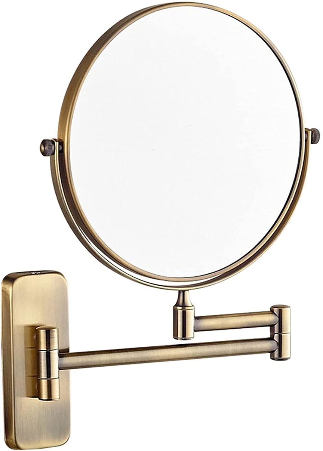 Specchio da trucco da parete da 20,3 cm con rotazione a 360° e funzione di ingrandimento, braccio pieghevole estensibile per bagno