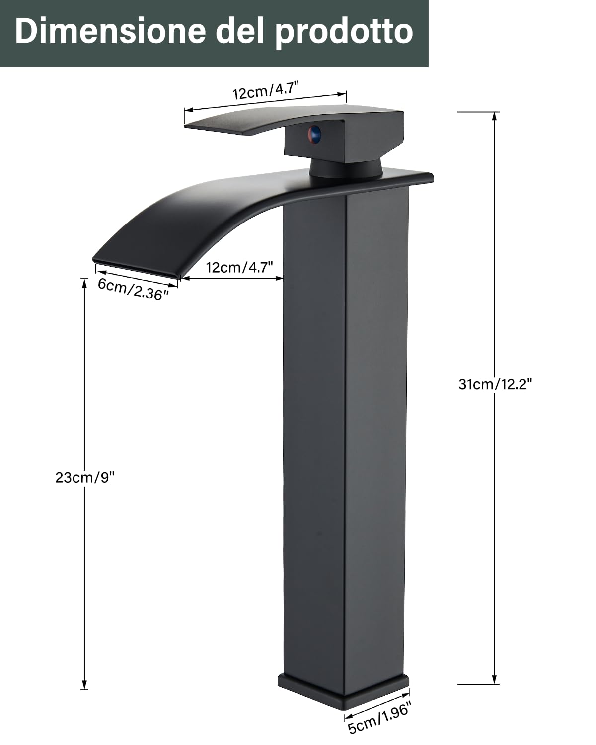 JUNSHENG Miscelatore per Lavabo, Miscelatore per Acqua Calda e Fredda per Bagno, Miscelatore per Lavabo Nero, Miscelatore per Bagno a Una Maniglia