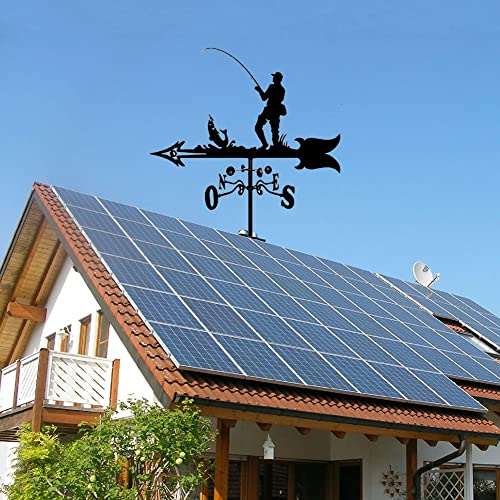 Garden Wind Vanes,Retro Weather Vane,Rooftop Wind Vanes,Outdoor Weather Vane Decoration,Wind Direction Indicator,Wind Vane Garden Patio Decoration (Color : Fishing, Size : 55Cn*33Cm) #TOP4
