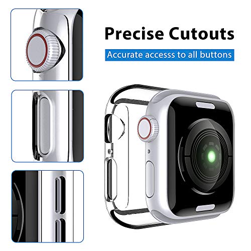 Image of 2 Pack LAŸK Case for Apple Watch 44mm SE /Series 6 /5 /4 Built-in Tempered Glass Screen Protector, All-Around Ultra-Thin Bumper Full Cover Hard PC Protective Case for iWatch 4 /5 /6 /SE 44MM - Clear