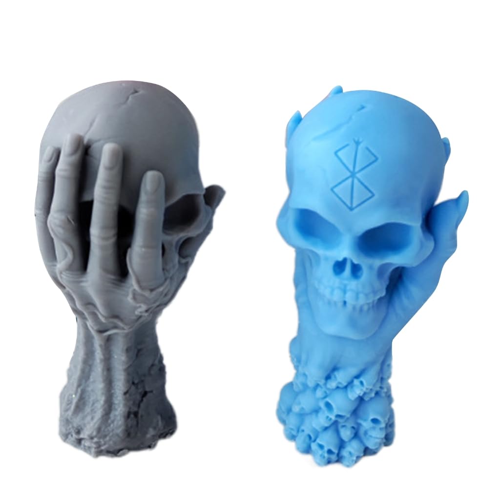 3 Stampi In Silicone Per Candela E Sapone A Forma Di Teschio 3D – Fai Da Te Halloween – Resistente Al Caldo (-40 A 220°C)