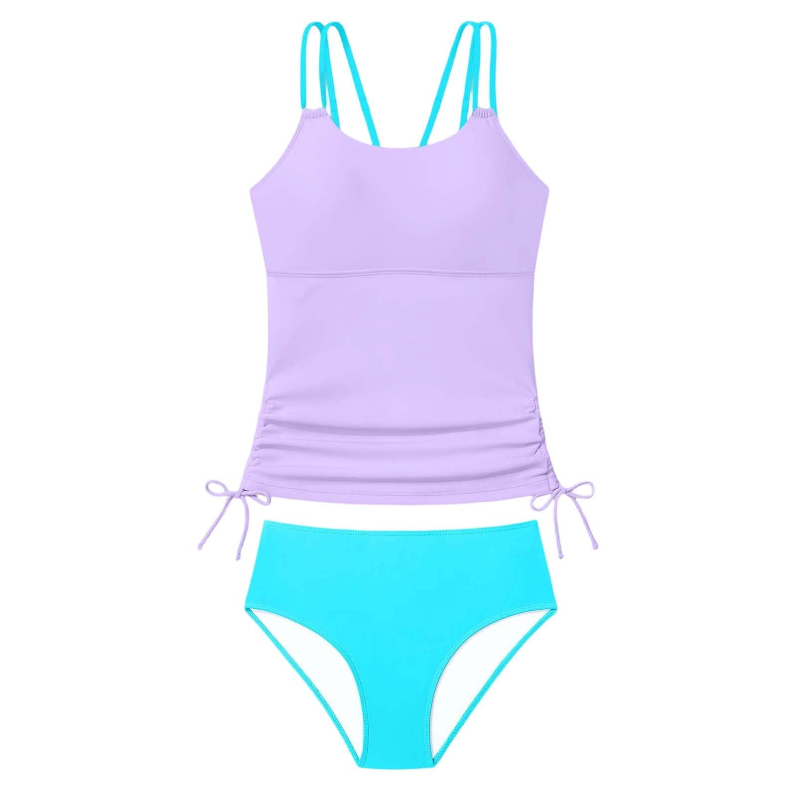 Mädchen Tankini Badeanzug Kinder Zweiteiliger Badeanzug Floral Mädchen Schwimmanzug Quick-Dry Strandbadeanzug mit Verstellbare Träger 3-16 Jahre
