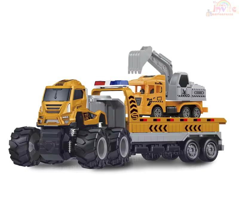 Image of 1:43 4Wd Diecast Alloy Construction Excavator Truck Toys With Friction Powered Miniature Car Vehicle Toy For Kids, Boys And Girls (Pack Of 1 - Multi Construction Excavator Truck)
