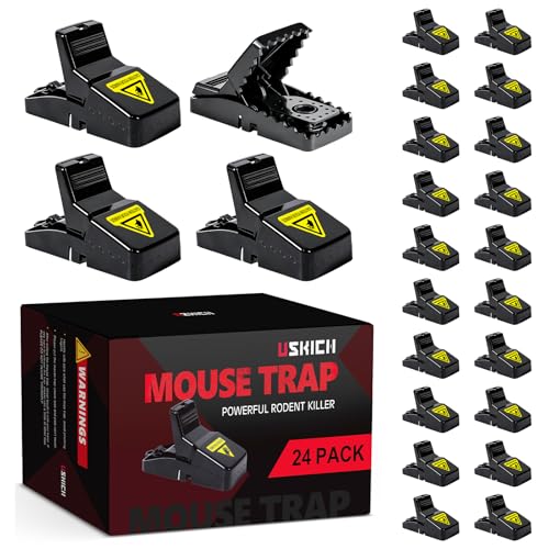 USKICH 24 Pack Mouse Traps Indoor for Home Mouse Trap for House Indoor Kill Reusable Mice Traps Small Rat Traps for Home Quick-Set Effective Mousetraps for Family