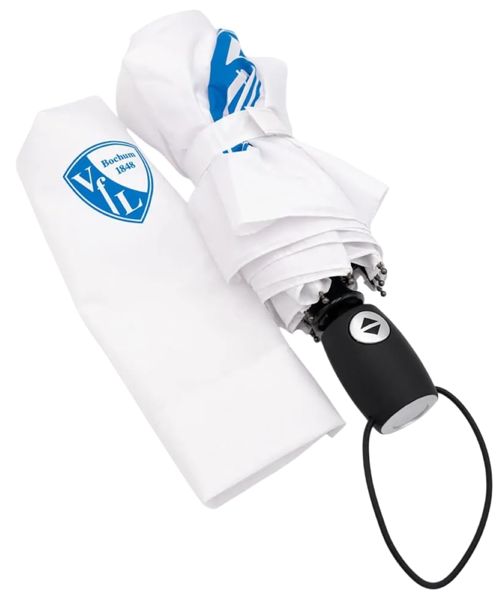 VfL Bochum Taschenschirm weiß | Automatik Schirm | Regenschirm - Plus Lesezeichen Wir lieben Fußball