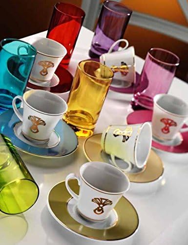 Turkish Coffee/Espresso Cup & Glass Set for 6 (18 Pcs) - 6593