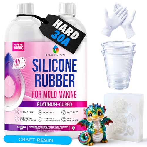 CRAFT RESIN Silicone Mold Making Kit 34 Oz/2.2 lbs Platinum Liquid Silicone Rubber for Resin Casting & Mold Maker 1:1 Mix Ratio Shore 30A Bubble-Free Silicone Kit for Molds Soap & Candle Molding