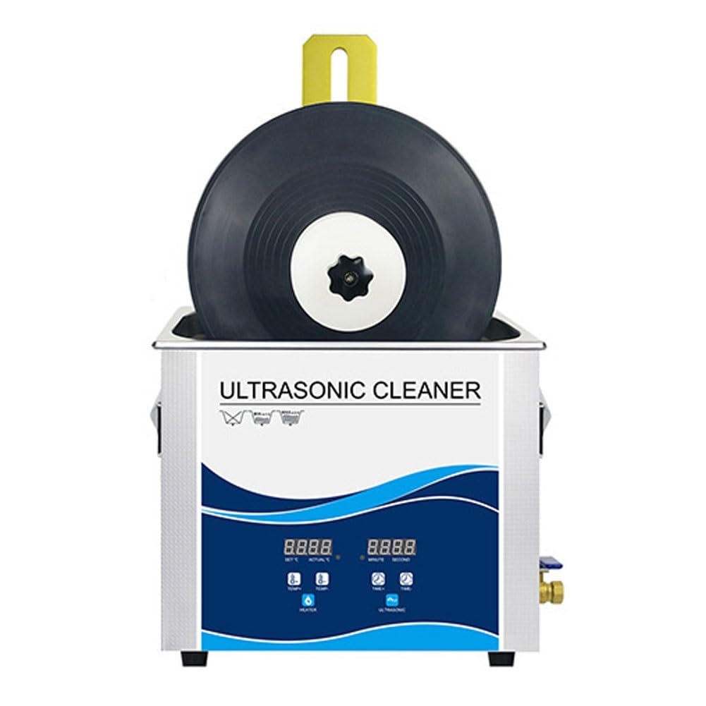 Limpiador ultrasónico de Discos de Vinilo, Sistema de Limpieza de Discos de Vinilo con calefacción y Potencia Ajustable con desgasificador, Temperatura y Tiempo Ajustables, pa(Oro)