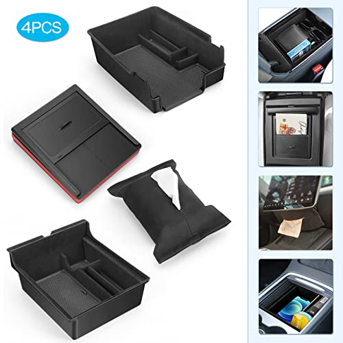 XINTUO (4 Pack) 3PC Upgraded Center Console Organizer Tray Interior Accessories Compatible for 2021 Tesla Model 3 Model Y Flocked/Silicone Armrest Hidden Drawer Storage Box 1PC Tissue Holder XINTUO (4 Pack) 3PC Upgraded Center Console Organizer Tray Interior Accessories Compatible for 2021 Tesla Model 3 Model Y Flocked/Silicone Armrest Hidden Drawer Storage Box 1PC Tissue Holder