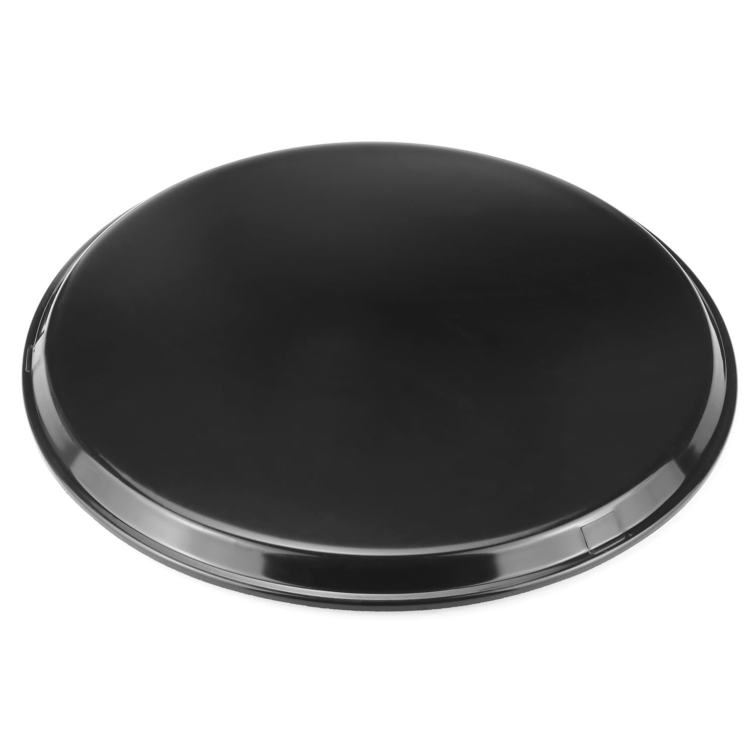 QWORK Vassoio rotondo antiscivolo da 40,6 cm, confezione da 8 vassoi da portata per ristoranti, in plastica nera, con rivestimento in gomma