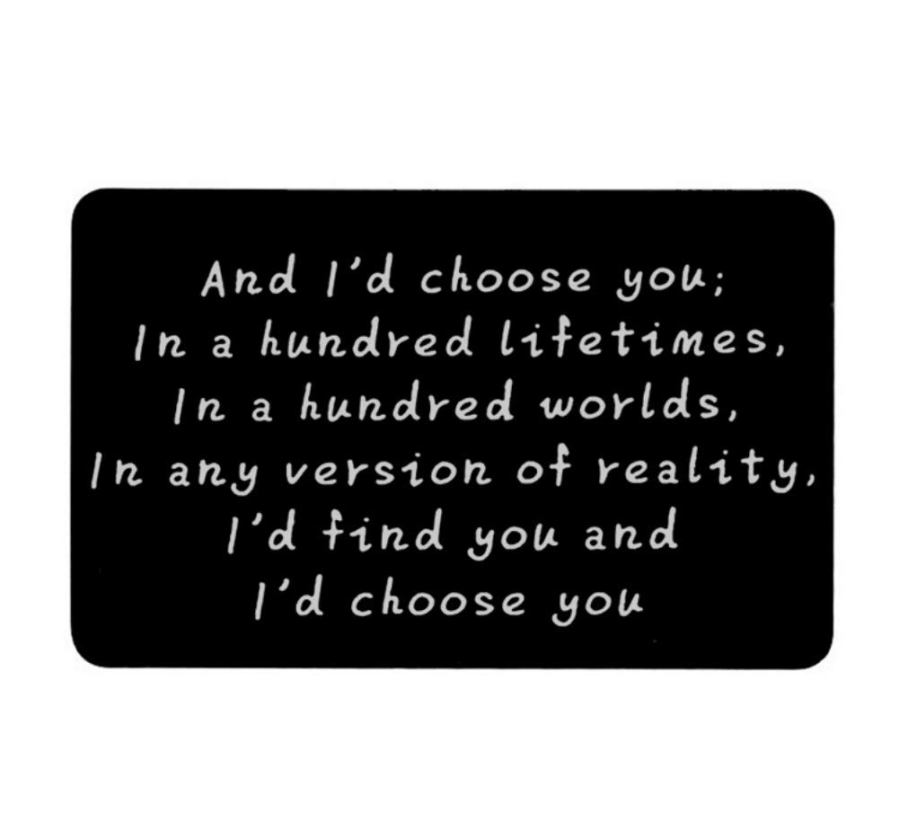 Blerameng Laser Engraved Aluminum Wallet Love Note Insert(And I'd choose you), Mini Love Note Idea, Romantic Gift for Him, Perfect for Anniversaries,Love Message, Groom's Gift For Him, Husband Gift
