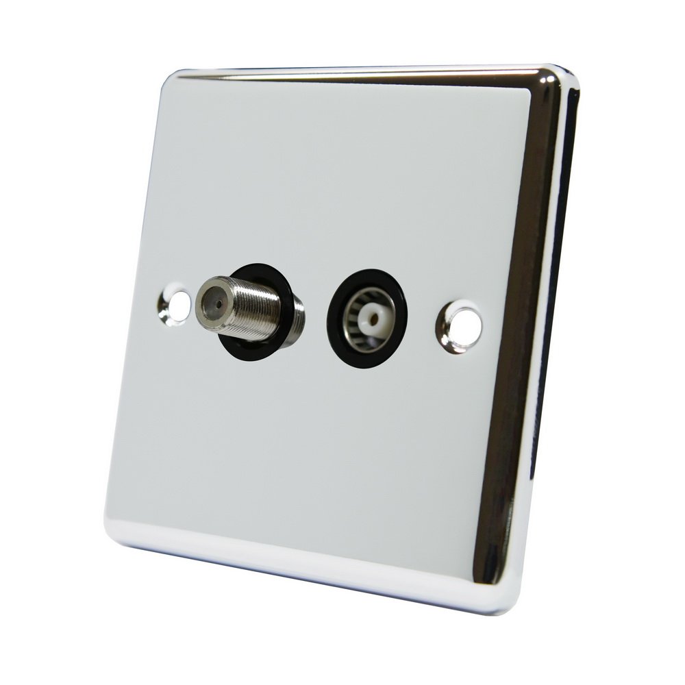 Alliance Electrical Women's Black Aet Cpctssbl Classical Chrome Polished Tv Coaxial And Satellite Sky Insert Socket