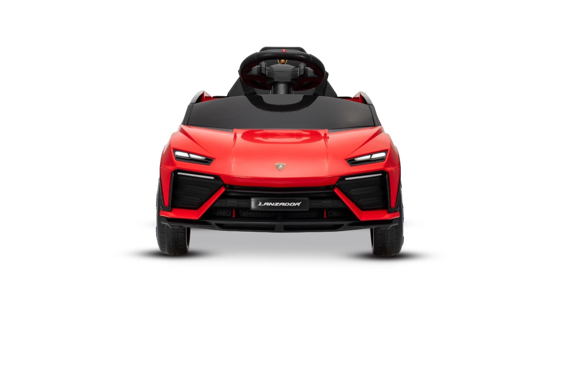 Lamborghini Lanzador elektryczny Ride-on Auto 12 V z napędem na tylne koła, licencjonowany (jednoosobowy), czerwony, bateria litowa, oświetlenie LED, szerokie siedzisko, pilot zdalnego sterowania 2,4