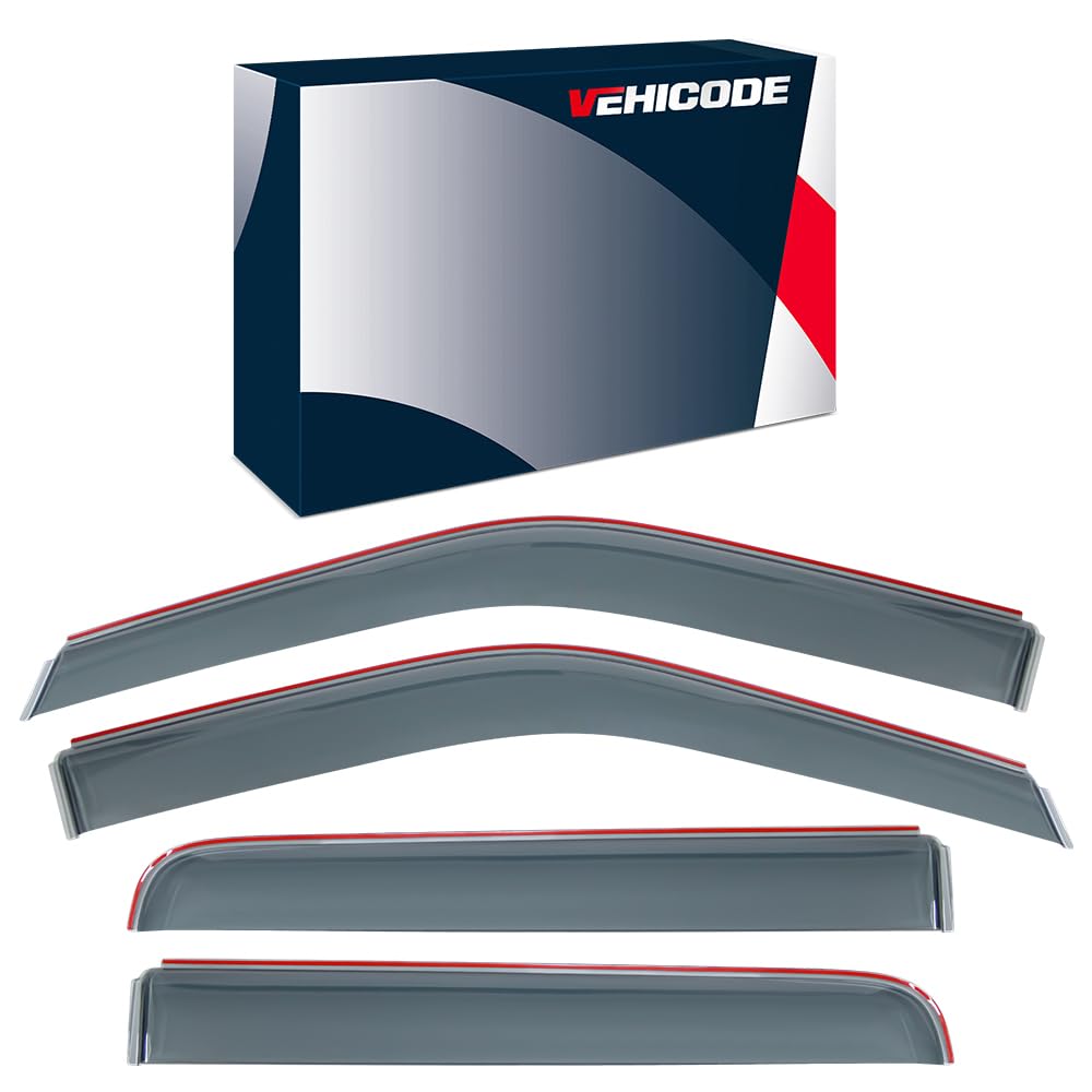 VEHICODE in-Channel Rain Guards Truck Accessories Compatible with Ford F150 Super Crew 2023 2022 2021, F250 F350 F450 F550 Crew Cab 2023, Side Window Visors Deflectors Wind Vent Shade Inside Mount