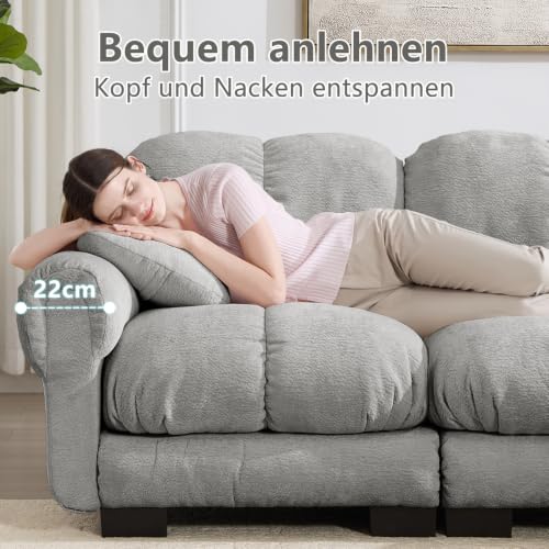 Sofá modular de chenilla gris de 2 asientos cómodo sofá de salón ergonómico 7