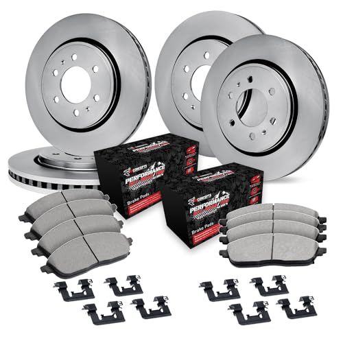 Image of R1 Concepts Front and Rear Brake Kit Fits 2019-2020 Ram 1500; 2021-2025 Ram 1500 Except TRX| Off-Road /Tow Pads, Blank Rotors| Hardware| 14.9 inch Front & 14.8 inch Rear