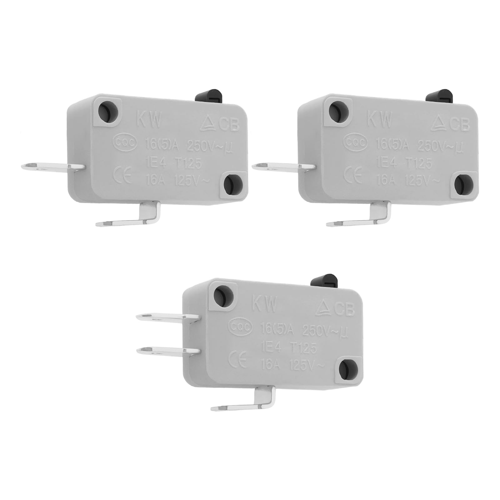 Ecsing Silver Microwave Oven Door Interloc Switch 16A 125/250V Contact Door Interloc 2Pcs Normally Open Safety Switch And 1Pc 3 Insert Foot