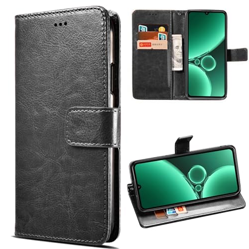 MEMELOKA Handyhülle für OUKITEL C59/OUKITEL C59 PRO, Internes TPU Stoßfest und Premium PU Flip Wallet Schutzhülle mit Kartenfächer[Magnetverschluss][Standfunktion] - Schwarz