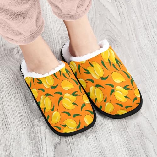 Women's Men's Fruit Mango Fuzzy Slippers Cozy House Shoes Indoor Travel Warm Slippers3