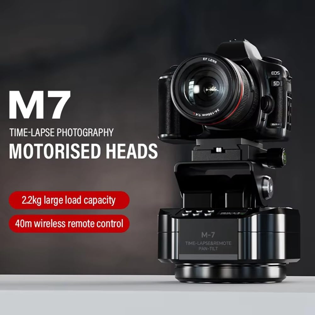 Gimbal Eléctrico para Fotografía Time-Lapse M7 con Control Remoto Inalámbrico y Obturador. Rotación Panorámica de 360 Grados.