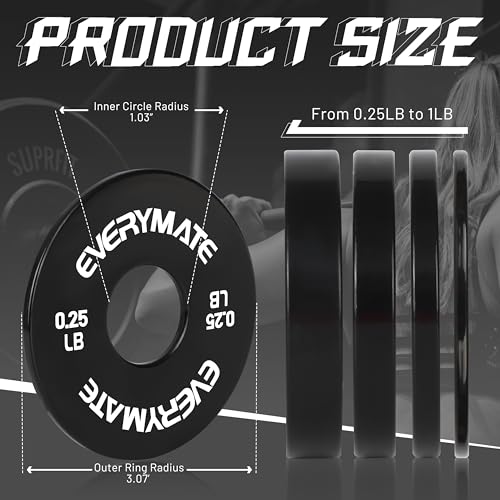Image of EVERYMATE Fractional Micro Weight Plates Set of 8 Weight Plate Pair of 0.25LB 0.5LB 0.75LB 1 LB for Barbells for Strength Training Micro Plates Weight Plate