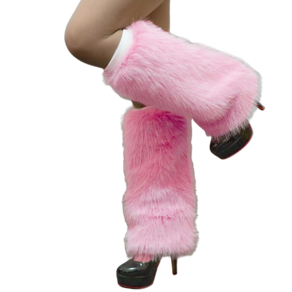 Women Girls Faux Leg Warmer Autumn Winter Vintage Furry Plush Boot Cuffs Long Socks