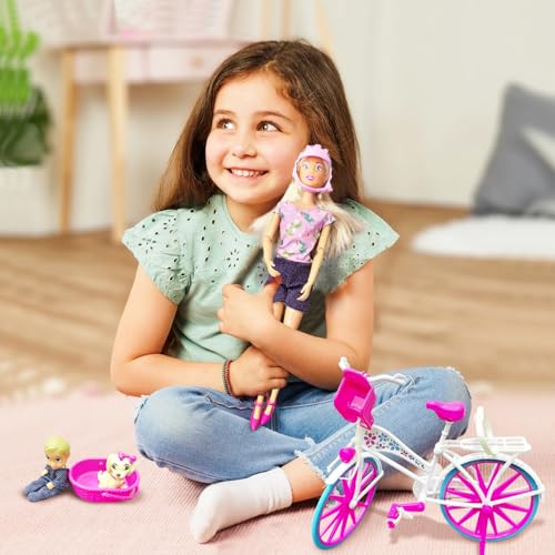 Image of Steffi Love Bike Tour| Realistic Doll Set| Complete Doll Set with Bicycle, Helmet, Baby & Pet| Imaginative & Pretend Play Set| Ideal Gift for Girls of Age 3 & Up- Bike Tour