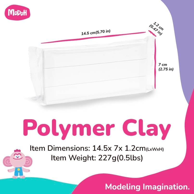 Miniatura 2 de Arcilla polimérica blanca para horno, barra de 8 onzas, ideal para modelar esculpir arcilla polimérica no tóxica, segura para niños y artistas, lo