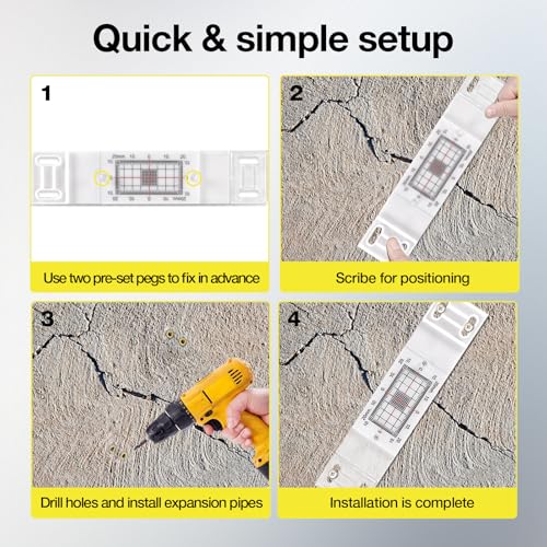 Image of Crack Monitor with 2 Pre-Set Pegs - Precision Crack Monitoring Gauge for Walls - Easy Alignment, Bidirectional Crack Gauge for Internal /External Use, with Screws & Record Sheet(3 pcs)