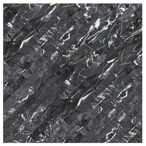 Tenedos Nero Marquina 6x24 Stacked Stone Ledger Panel Natural Marble